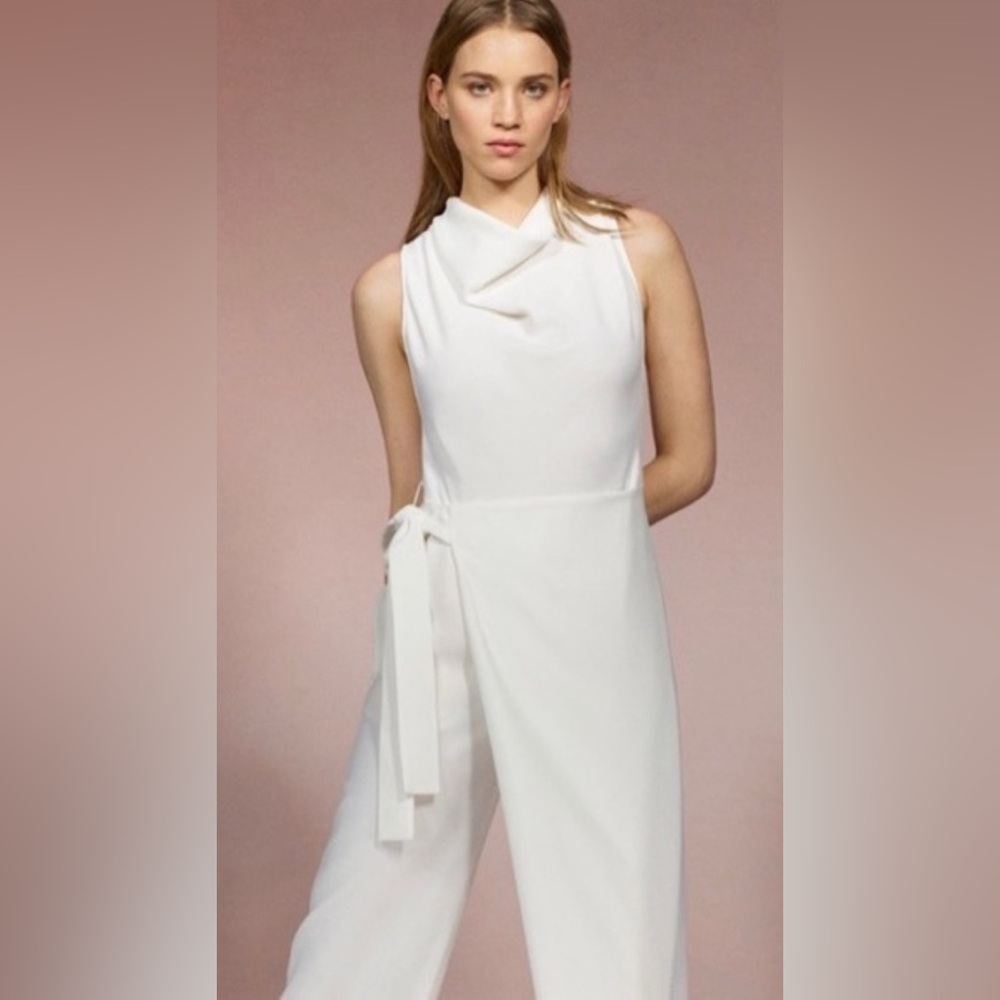 NWT ZARA White Wrap Cowl neck sleeveless Jumpsuit size Medium - Picture 6 of 8